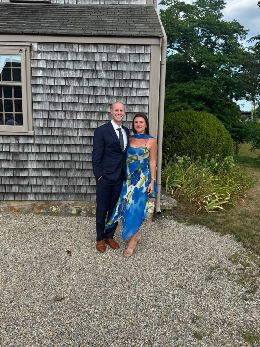 Blue Floral Slip Dress with Green Accents